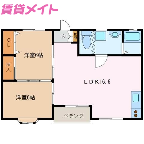 津市久居本町のマンションの間取り