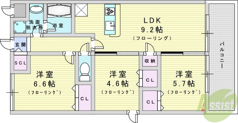 大阪市淀川区木川西のマンションの間取り