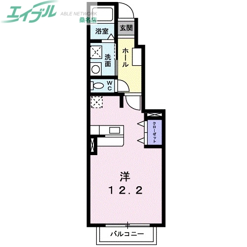 桑名市大字東方のアパートの間取り