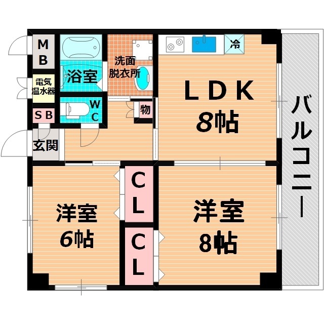 大阪市鶴見区鶴見のマンションの間取り