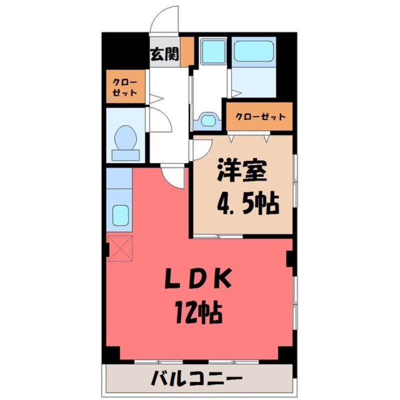 宇都宮市細谷町のマンションの間取り