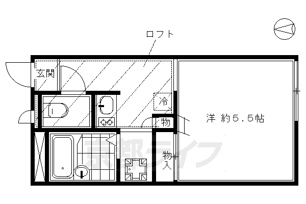 京都市東山区福稲高原町のアパートの間取り