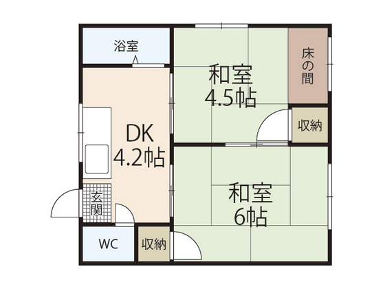 広島市西区己斐上のアパートの間取り