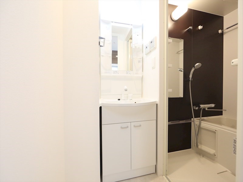 洗面設備　脱衣所　独立洗面台（シャンプードレッサー付）収納スペース有