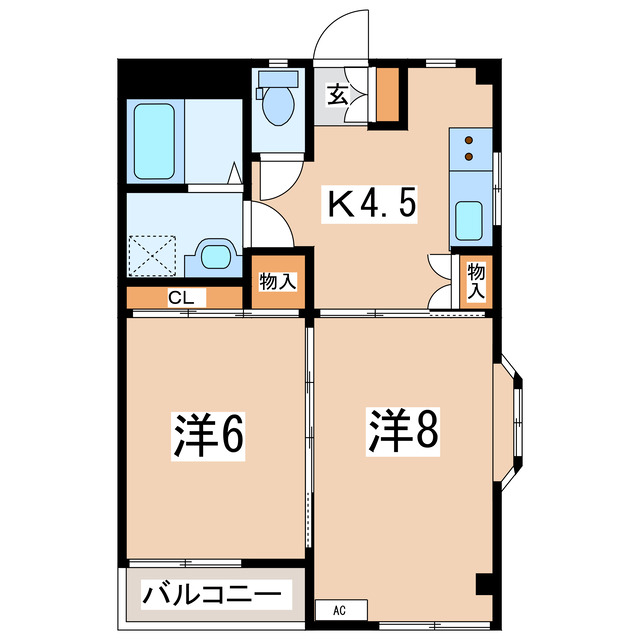 郡山市菜根のマンションの間取り