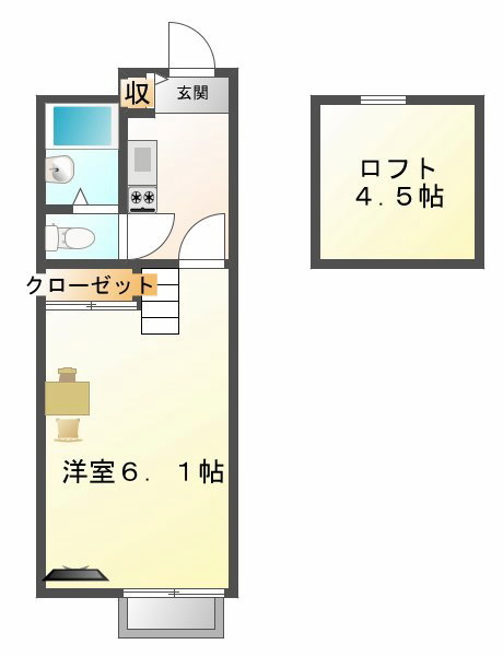 熊本市南区上ノ郷のアパートの間取り