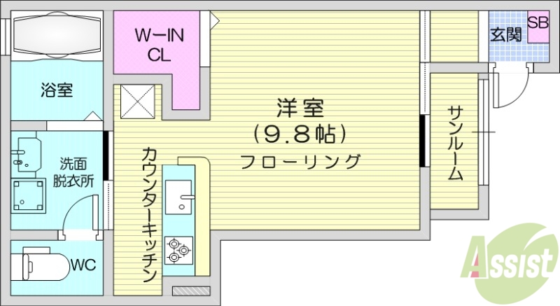 仙台市太白区茂庭のアパートの間取り