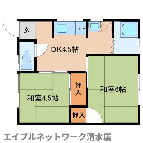 静岡市清水区興津清見寺町のアパートの間取り