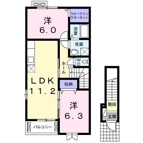 西尾市西幡豆町のアパートの間取り