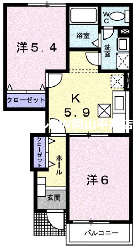 瀬戸内市長船町土師のアパートの間取り