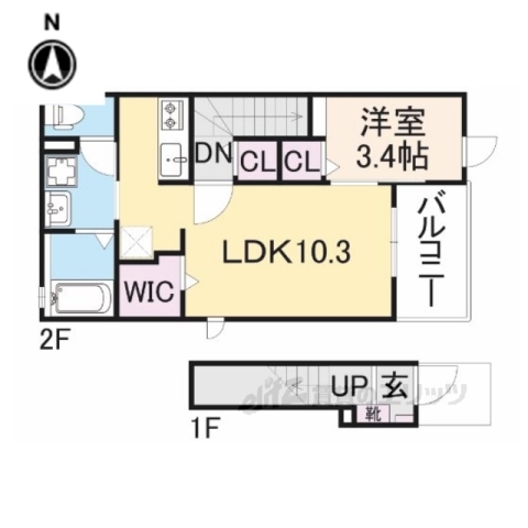 北葛城郡王寺町本町のアパートの間取り