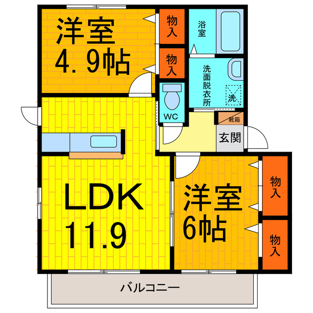 鳴門市鳴門町三ツ石のアパートの間取り