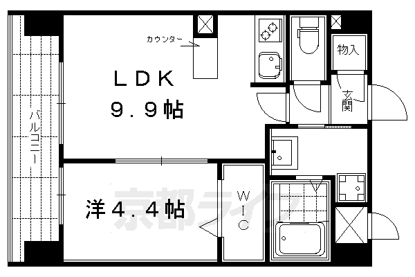 京都市中京区薬屋町のマンションの間取り