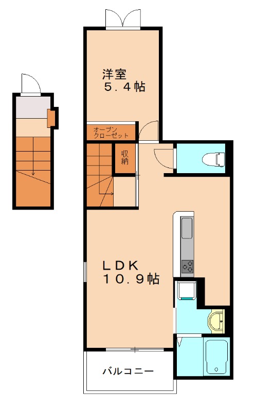 北九州市門司区大里戸ノ上のアパートの間取り