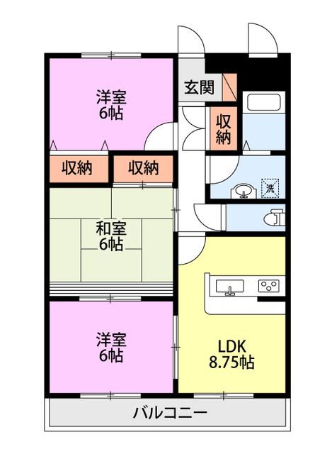 柏崎市新赤坂のアパートの間取り