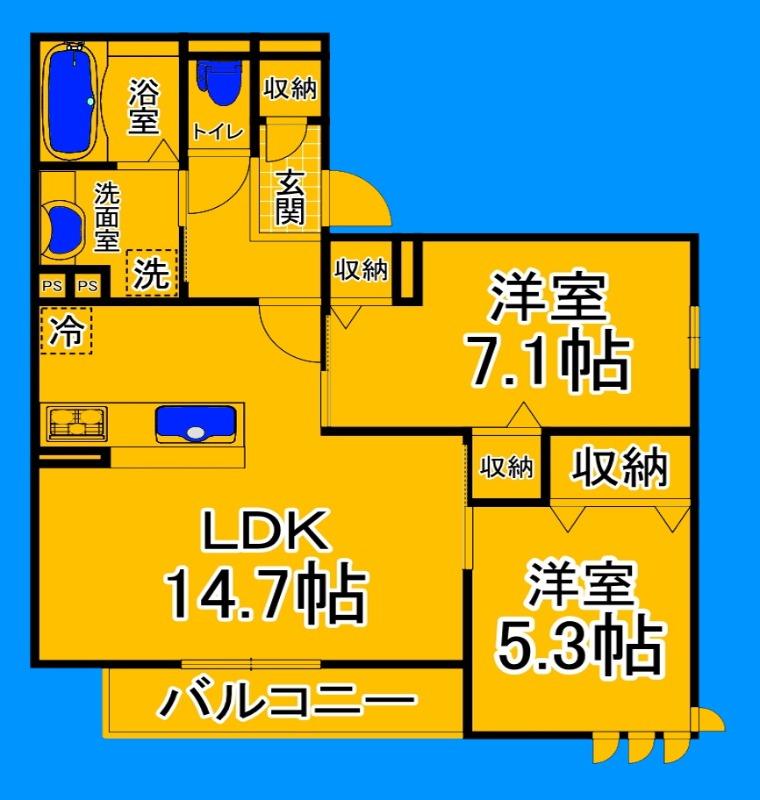 大阪市住吉区万代のアパートの間取り