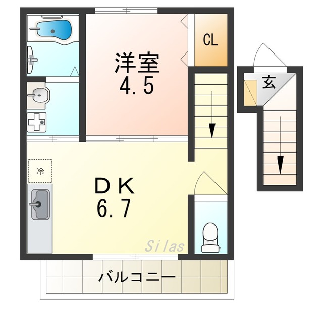 堺市堺区中三国ヶ丘町のアパートの間取り