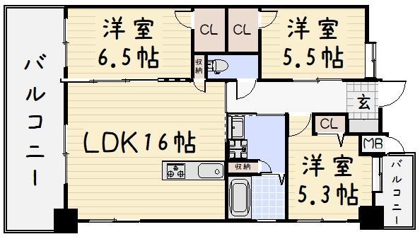 ウィングス三萩野の間取り