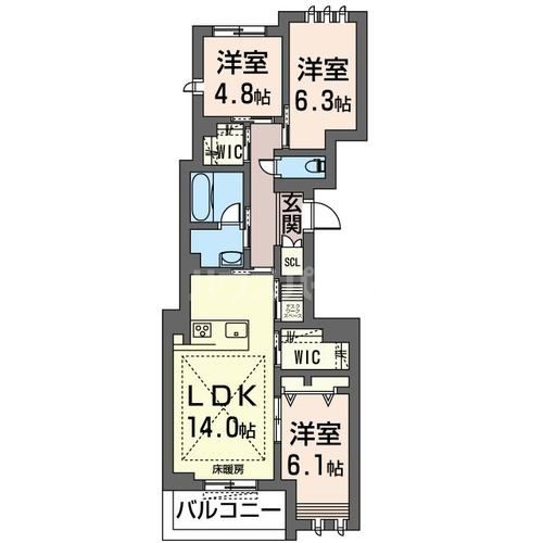 足立区江北のマンションの間取り