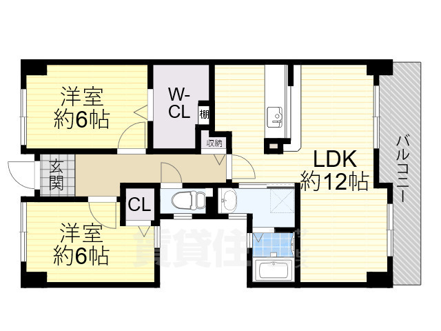 【枚方市伊加賀西町のマンションの間取り】