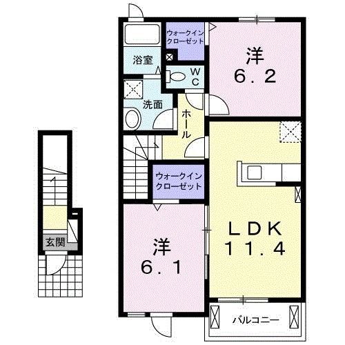 龍ケ崎市松葉のアパートの間取り