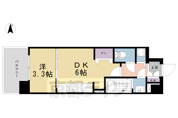 京都市南区東九条西札辻町のマンションの間取り