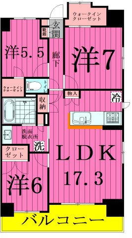 クレストフォルム柏サウスウイングの間取り