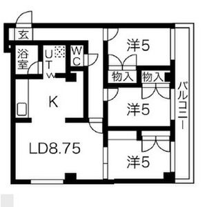 札幌市東区北四十三条東のマンションの間取り