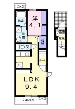 郡山市田村町金屋のアパートの間取り