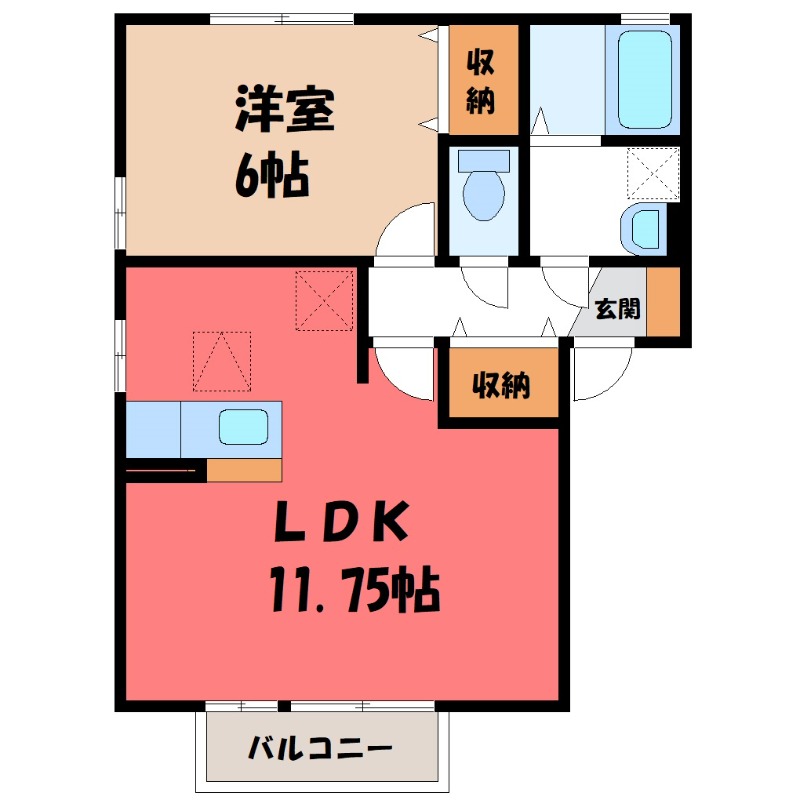 筑西市小川のアパートの間取り