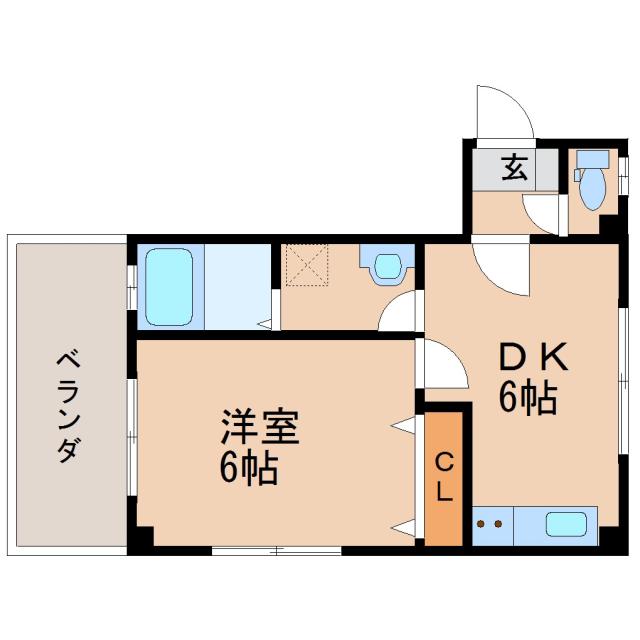 徳島市山城町のアパートの間取り