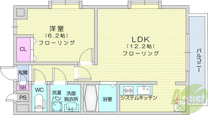 仙台市太白区西中田のマンションの間取り