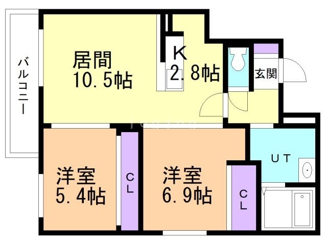 札幌市北区北二十一条西のマンションの間取り