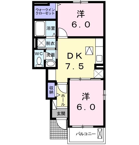 北九州市八幡西区野面のアパートの間取り