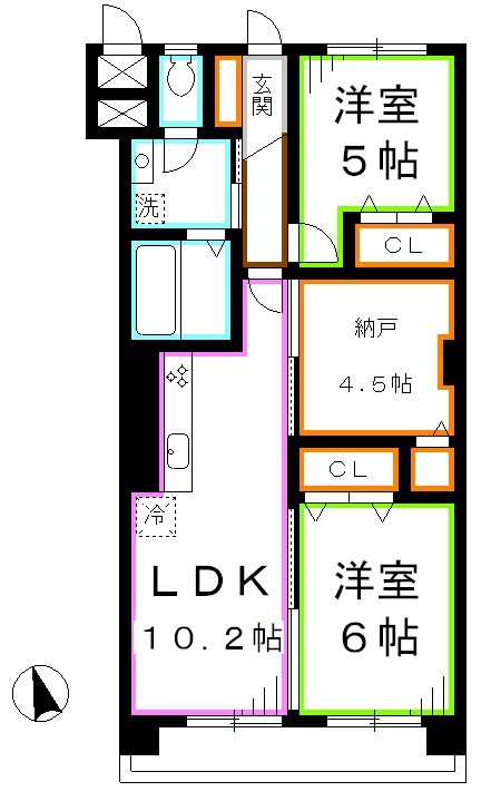 【武蔵野市中町のマンションの間取り】