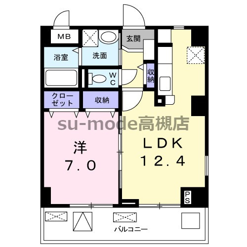 三島郡島本町大字高浜のマンションの間取り