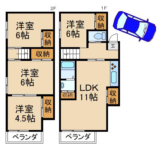 大阪府枚方市香里園桜木町（一戸建）の賃貸物件の間取り