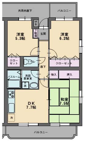 アビタシオン松長の間取り