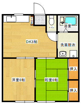 仙台市宮城野区出花のアパートの間取り