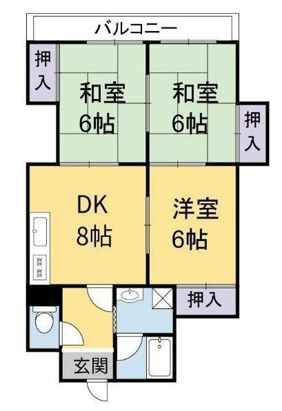 姫路市城北新町のマンションの間取り