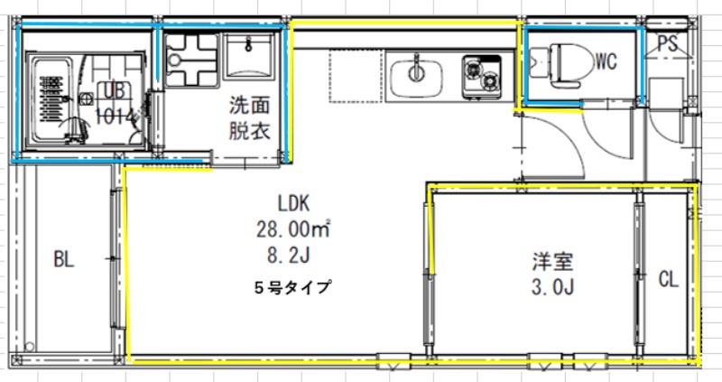 R-smartプルミエール黒髪の間取り