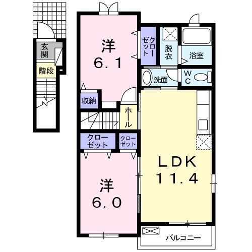 【伊勢市上地町のアパートの間取り】