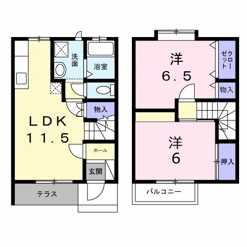 村上市上片町のアパートの間取り