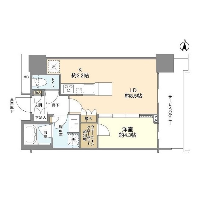 横浜市神奈川区鶴屋町のマンションの間取り