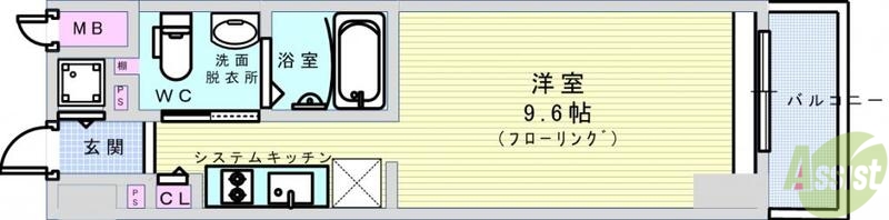 大阪市西区南堀江のマンションの間取り