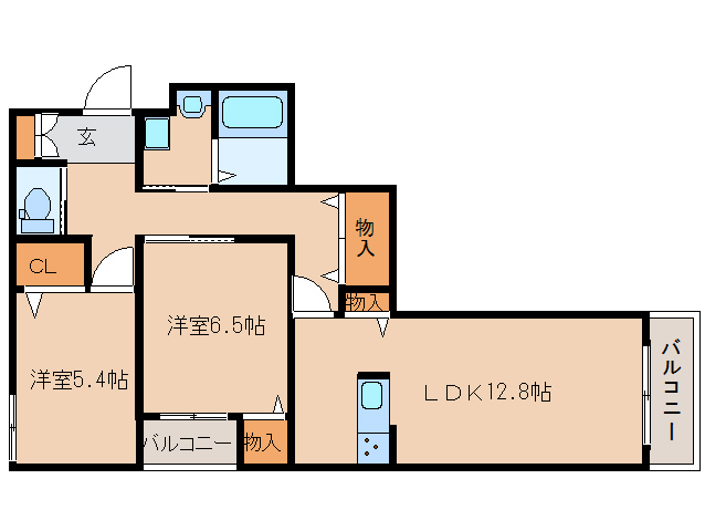 天理市中町のマンションの間取り