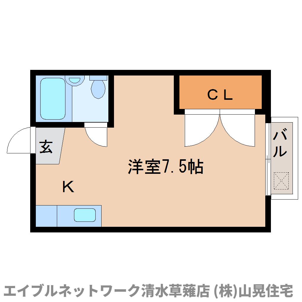 静岡市清水区七ツ新屋のアパートの間取り