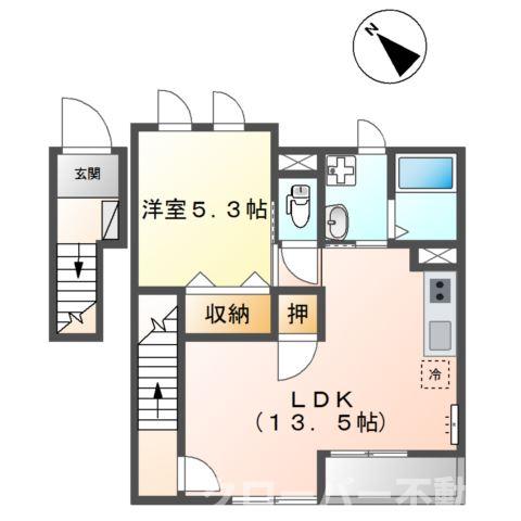 丸亀市津森町のアパートの間取り