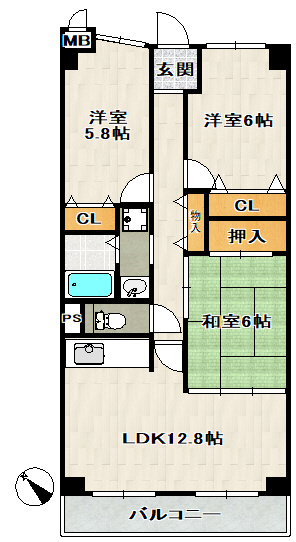 ヴィオレット宝塚の間取り