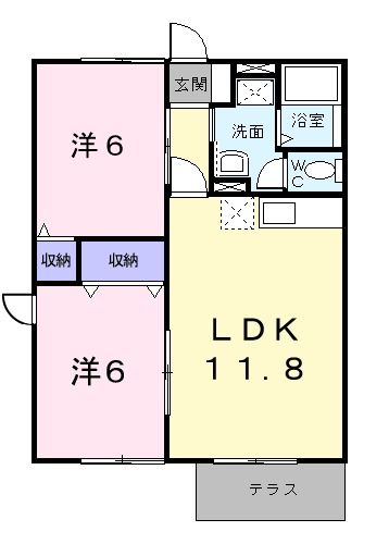 瀬戸内市長船町土師のアパートの間取り